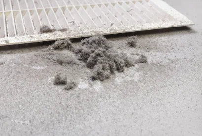 Dust is collected from the duct filter